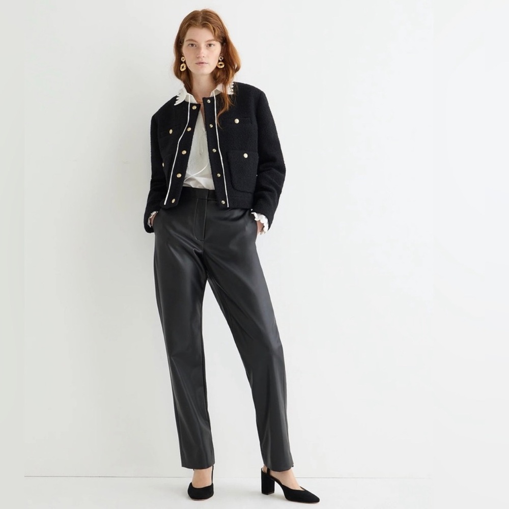 NWT J. Crew Essential Straight Pant in Faux Leather Black